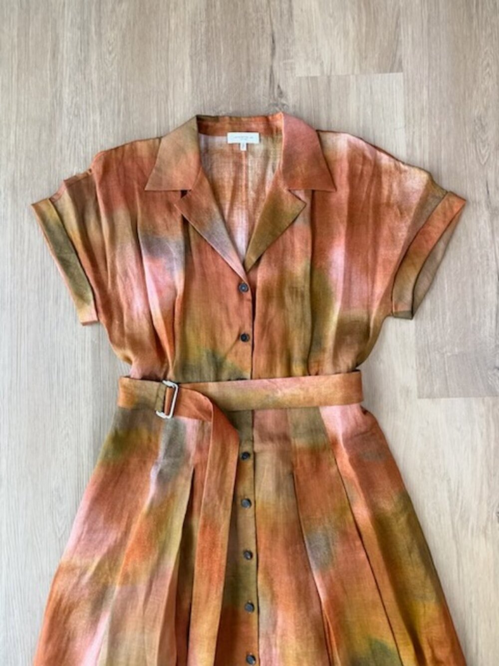 Lafayette 148 Watercolor Belted Midi Shirtdress MEDIUM - Picture 4 of 12